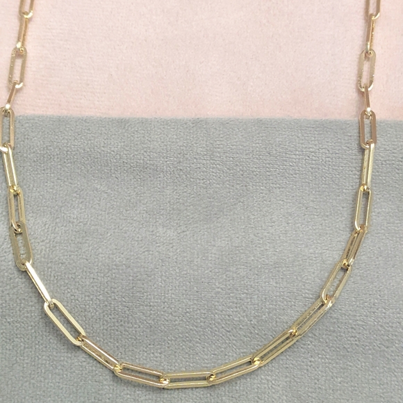 Necklace Chain Real 14K Gold Filled Paper Clip Chain 22" Trendy Will not Tarnish - Picture 6 of 11